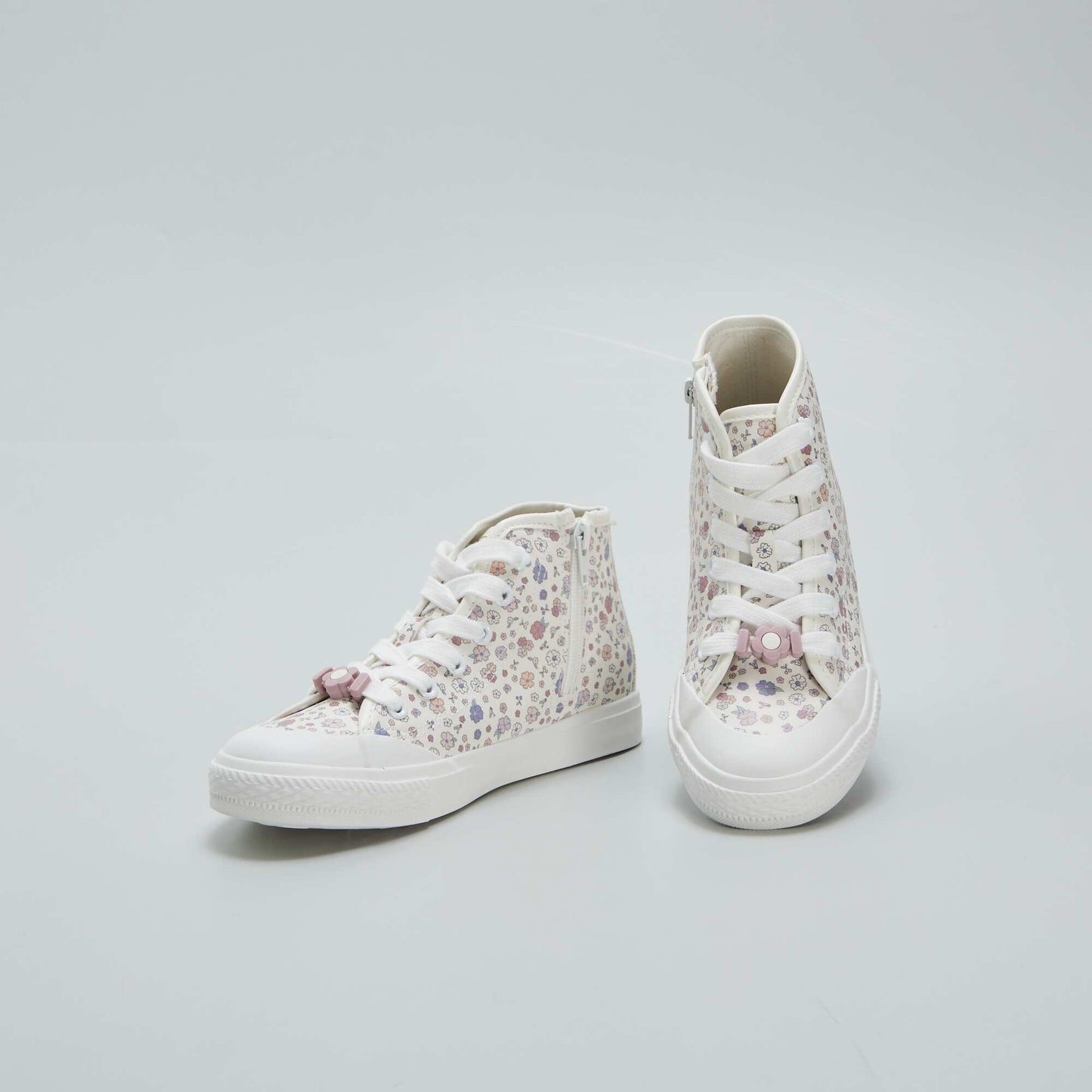 High-top floral print trainers WHITE