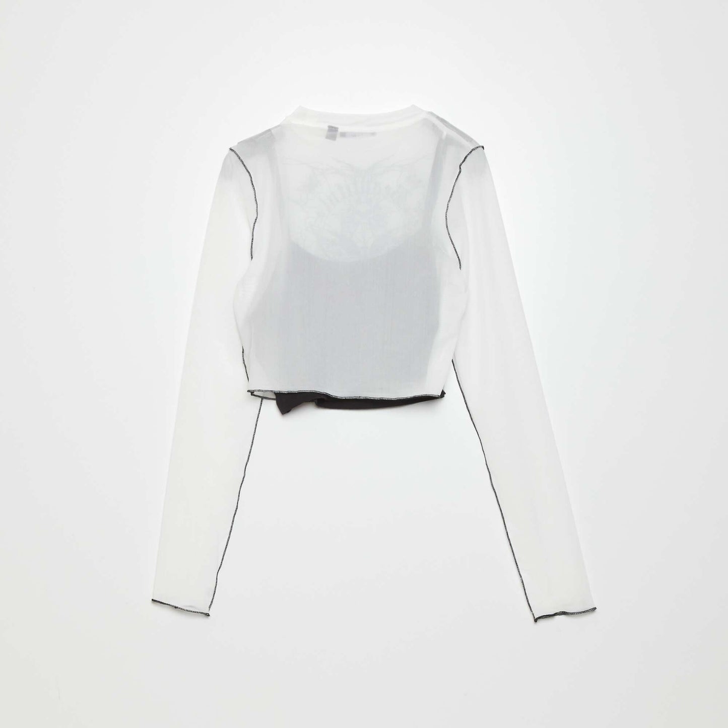 Cropped see-through mesh T-shirt WHITEPAPI