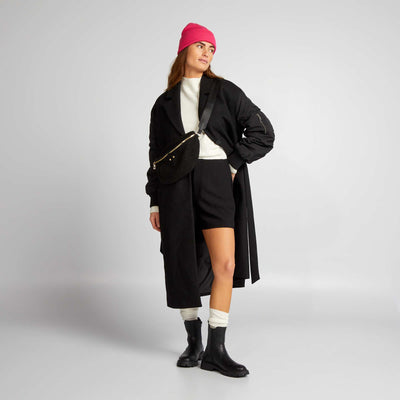 شورت ذكي عالي الخصر أسود