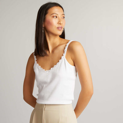 Vest top with narrow straps white
