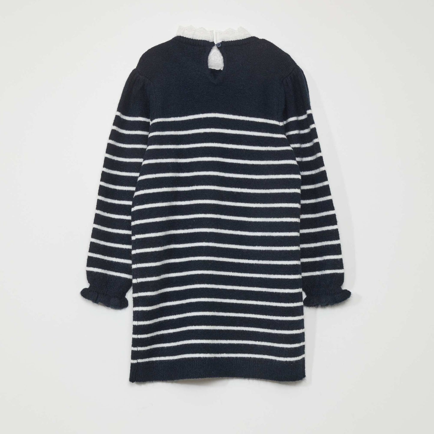 Striped knitted sweater dress BLUE