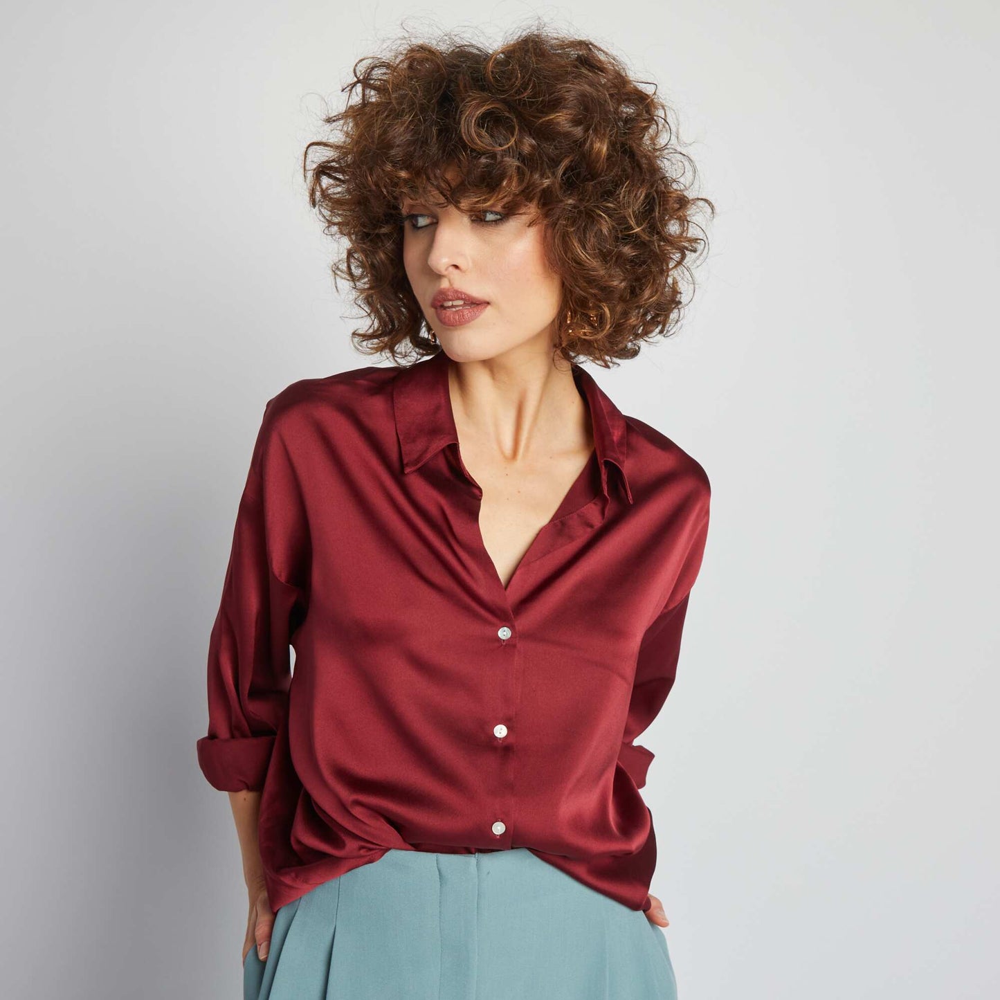 Satin-effect blouse RED