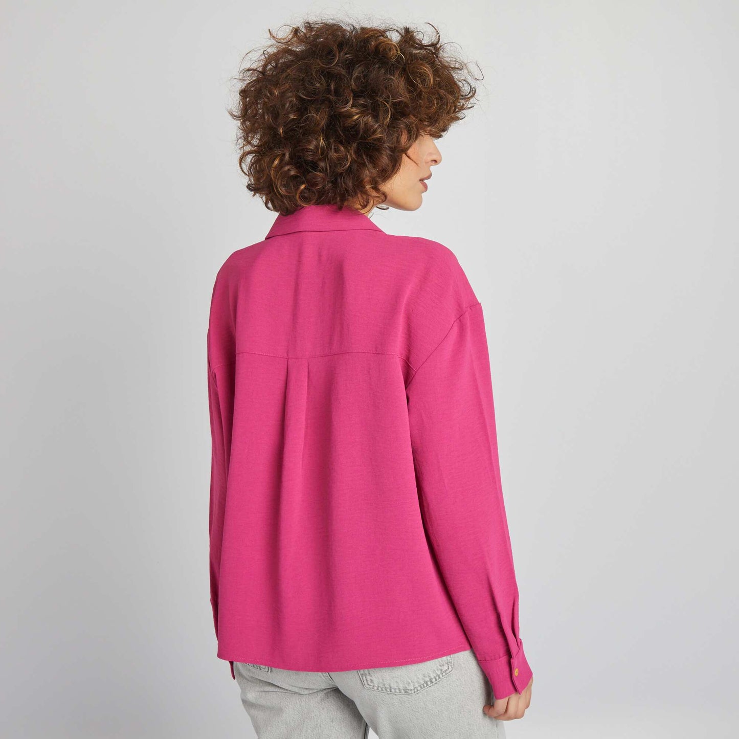 Long-sleeved blouse with pyjama collar PINK