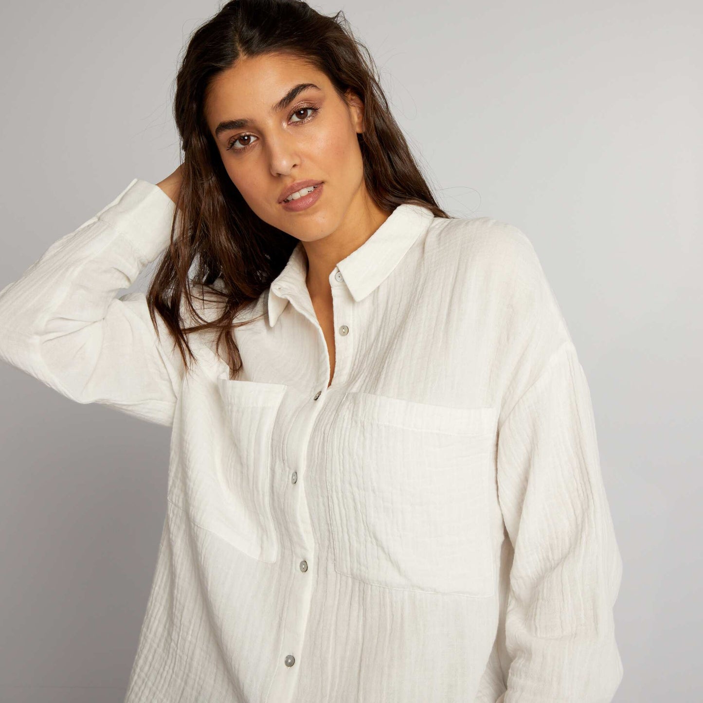 Cotton gauze blouse WHITE