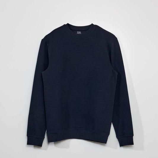 رقبة مستديرة مخططة سويت شيرت أزرق