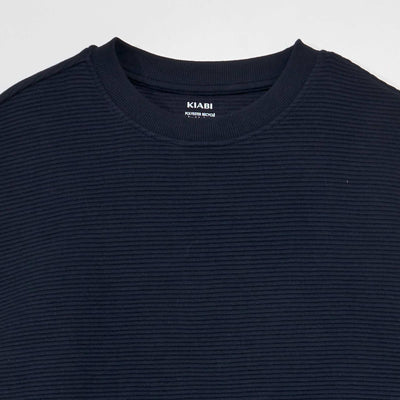 رقبة مستديرة مخططة سويت شيرت أزرق