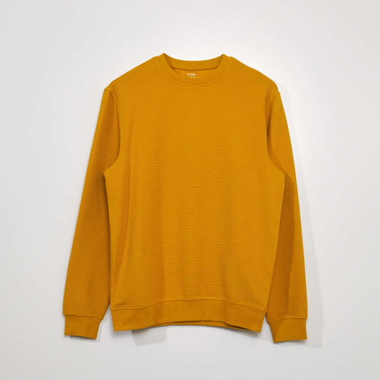 رقبة دائرية مخططة سويت شيرت أصفر