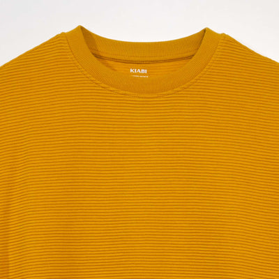 رقبة دائرية مخططة سويت شيرت أصفر