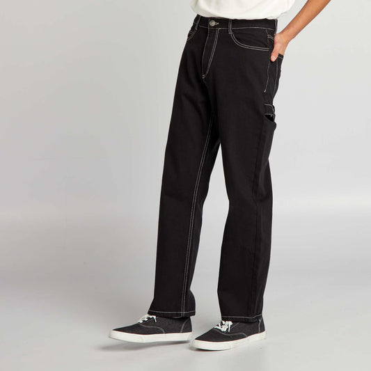 Cargo trousers with contrasting topstitching black