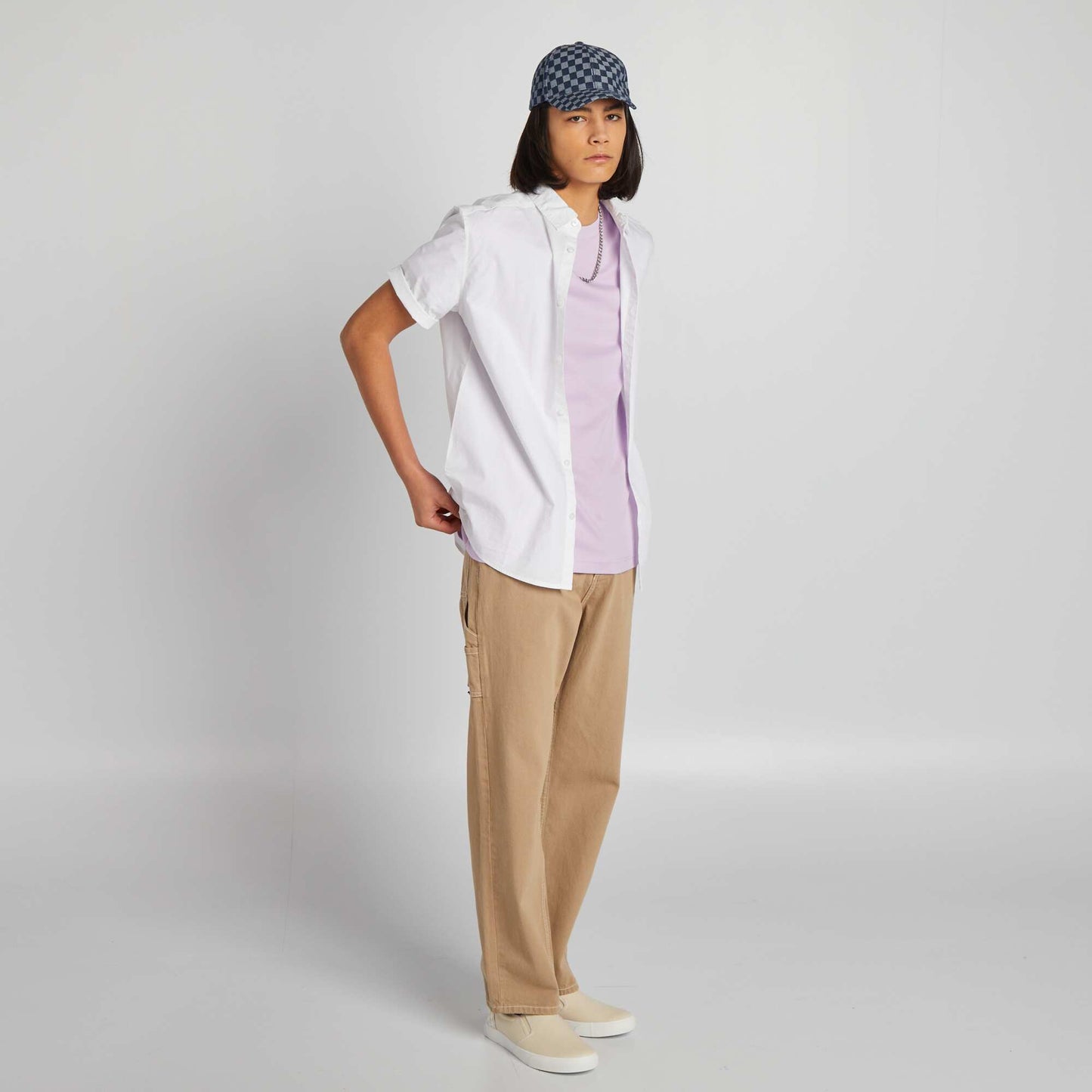 Cargo trousers with contrasting topstitching BEIGE