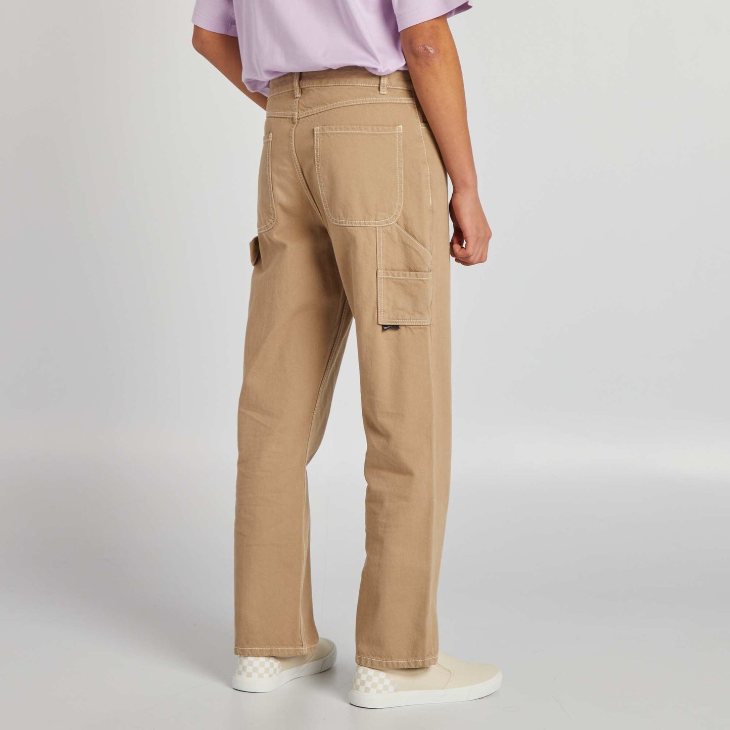 Cargo trousers with contrasting topstitching BEIGE