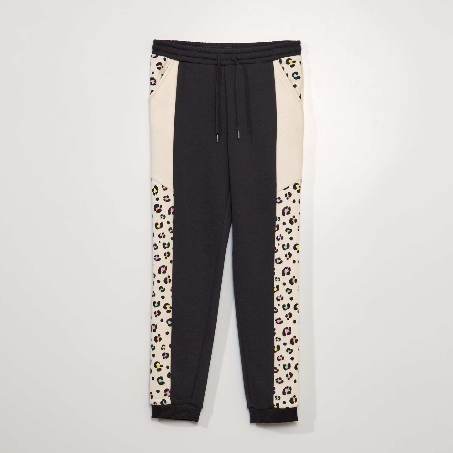 Colour block sweatshirt fabric joggers BEIGE