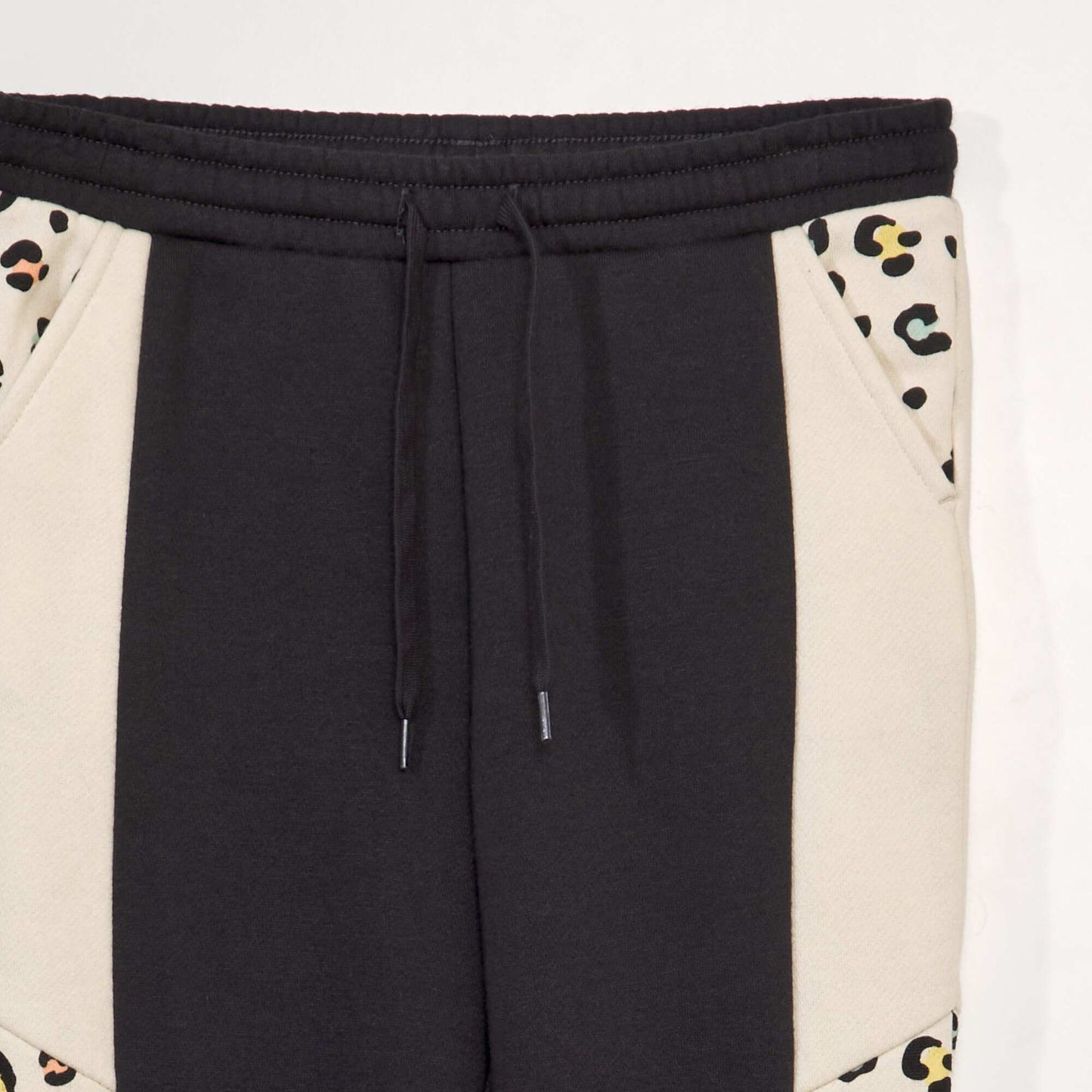 Colour block sweatshirt fabric joggers BEIGE