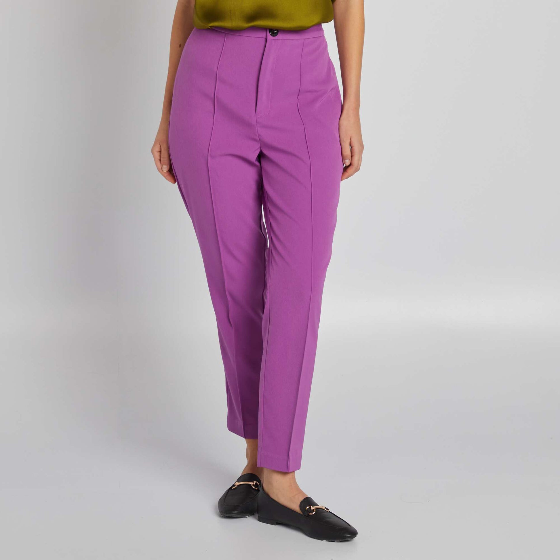 purple solid cigarette pants trouser