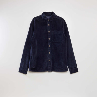 Straight velvet overshirt BLUE