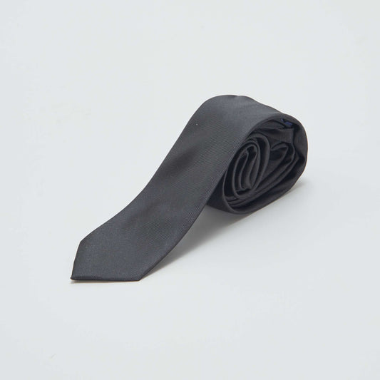 Plain textured tie Black