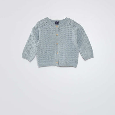 كارديجان محبوك زخرفي أزرق