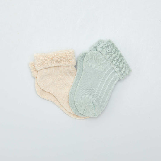 Pack of two pairs of bouclé knit socks BLUE