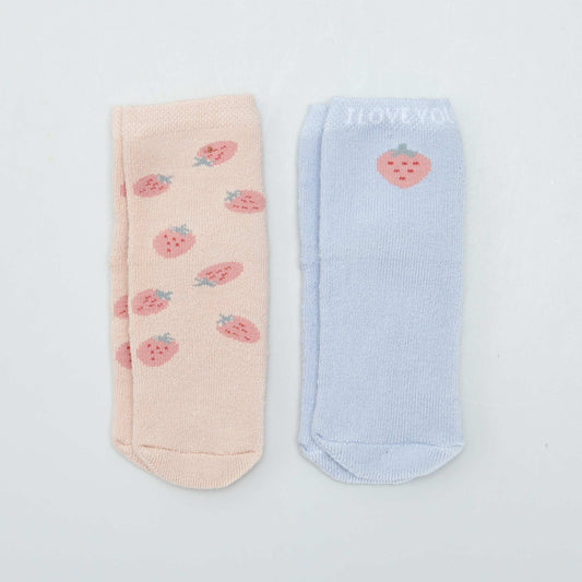 Pack of 2 pairs of slip-resistant socks PINK