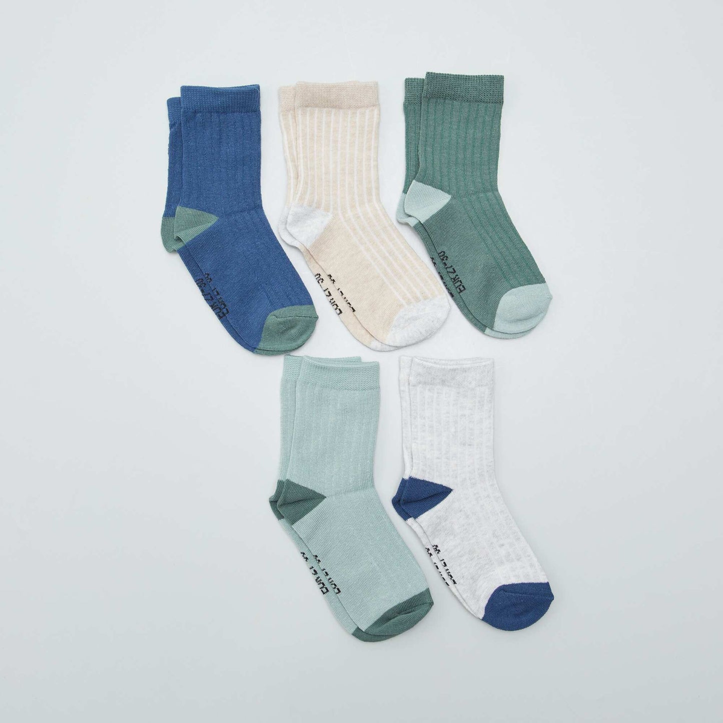 Pack of 5 pairs of ribbed socks BLUE
