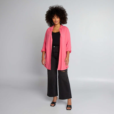 بلوزة طويلة وردي