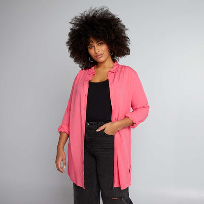 بلوزة طويلة وردي