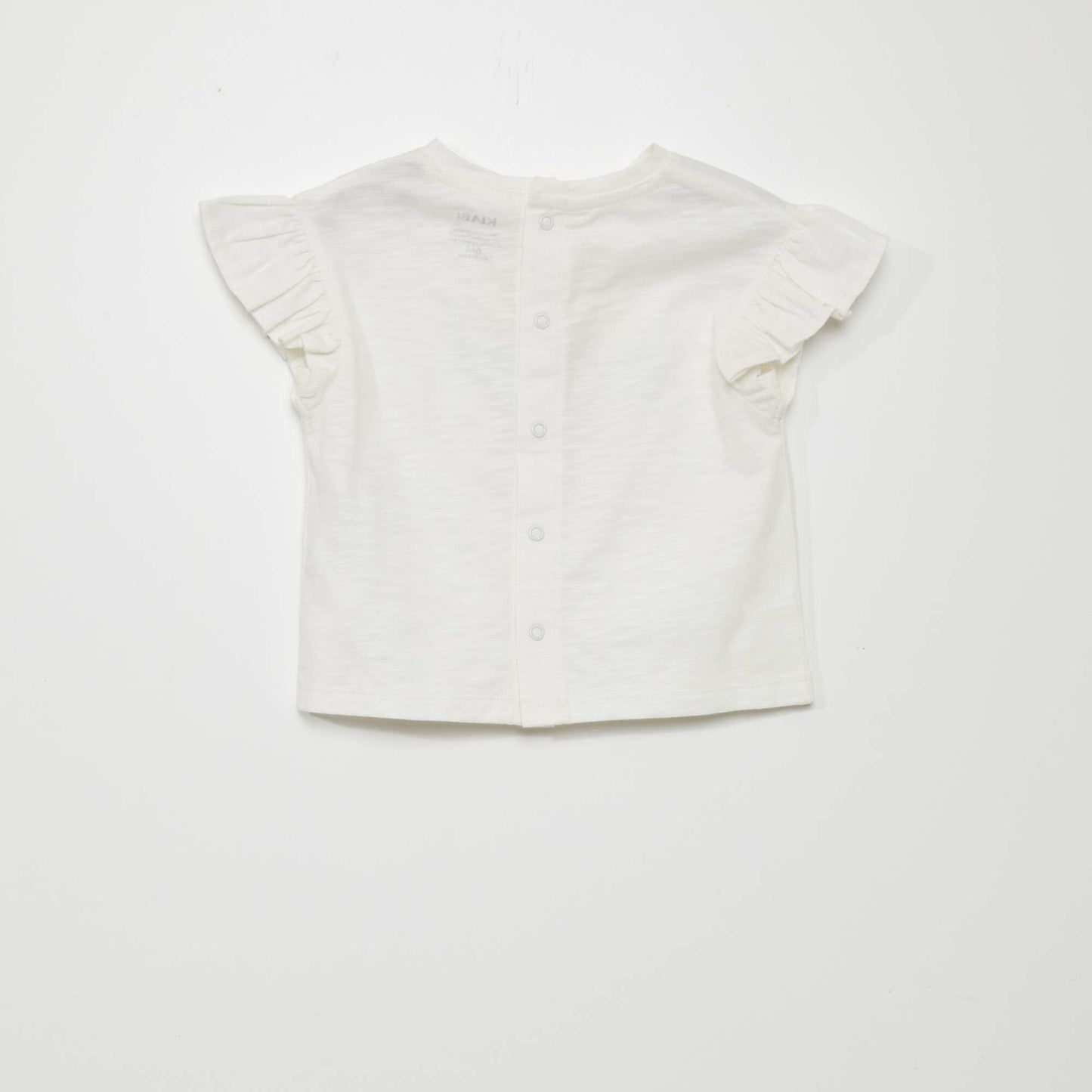 Printed T-shirt with flounced sleeves WHITE