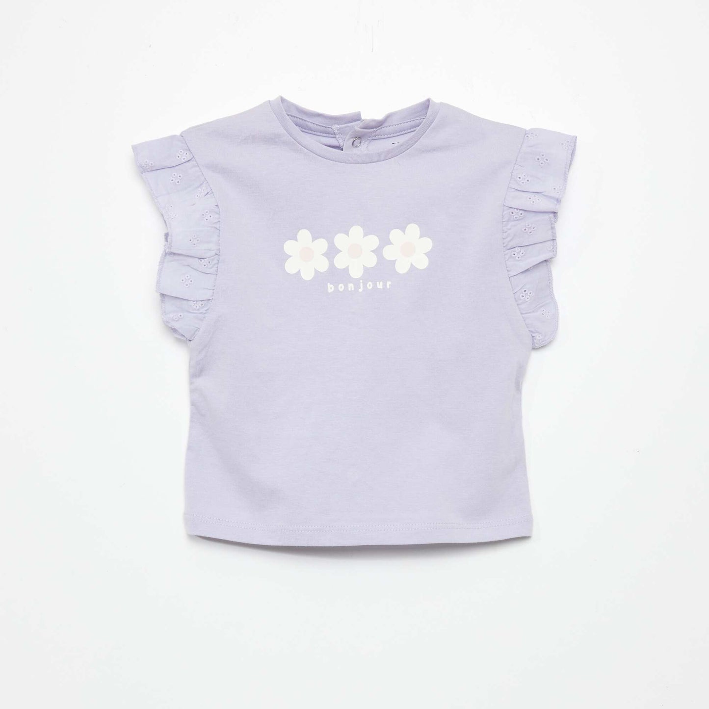 Cotton top with ruffled shoulders PURPLE