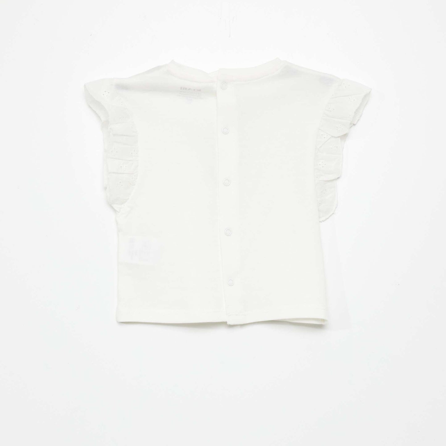 Cotton top with ruffled shoulders WHITE