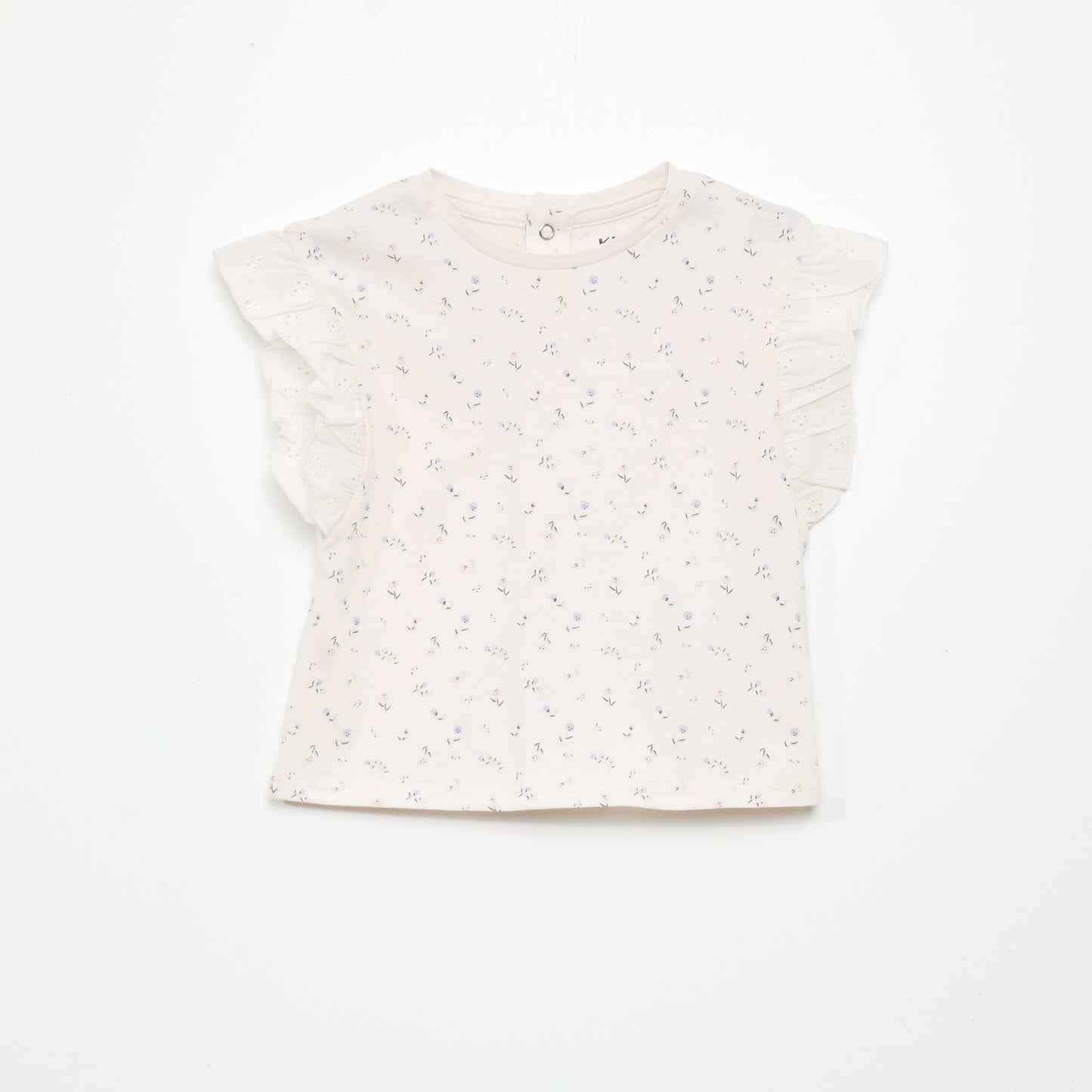 Cotton top with ruffled shoulders PINK