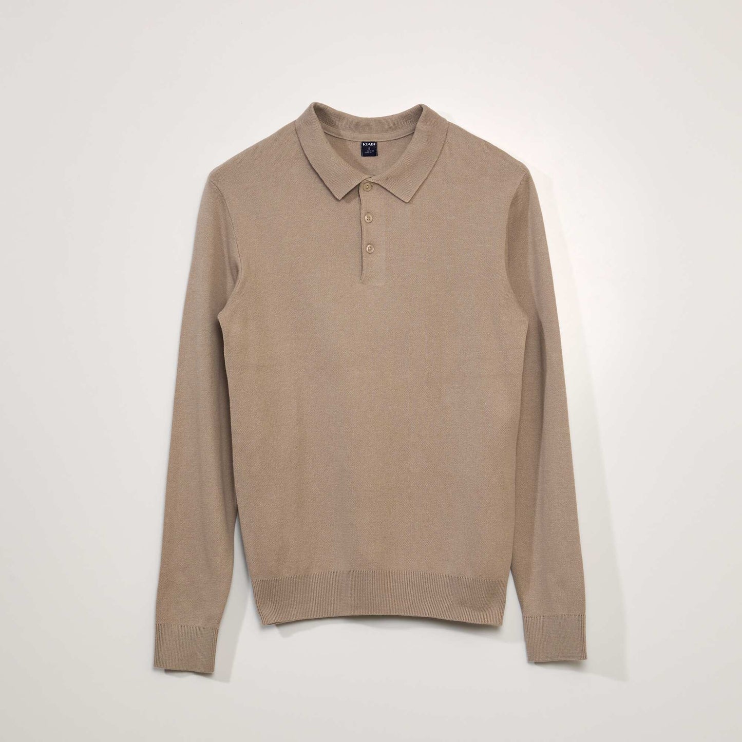 Sweatshirt fabric polo shirt SIMPLE BEIGE