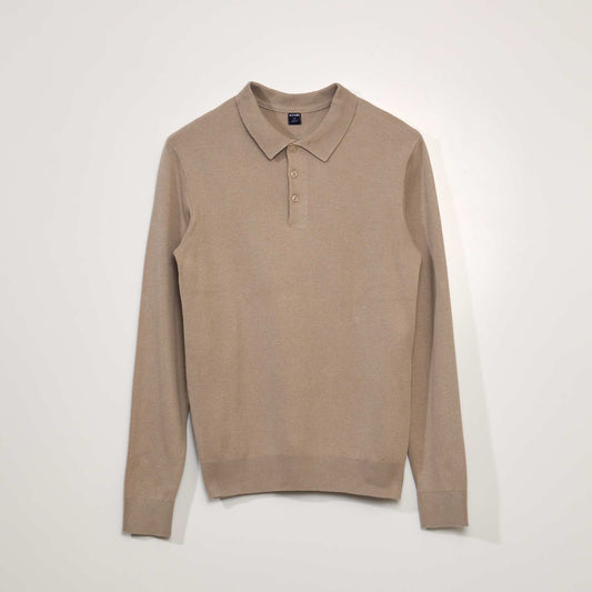Sweatshirt fabric polo shirt SIMPLE BEIGE