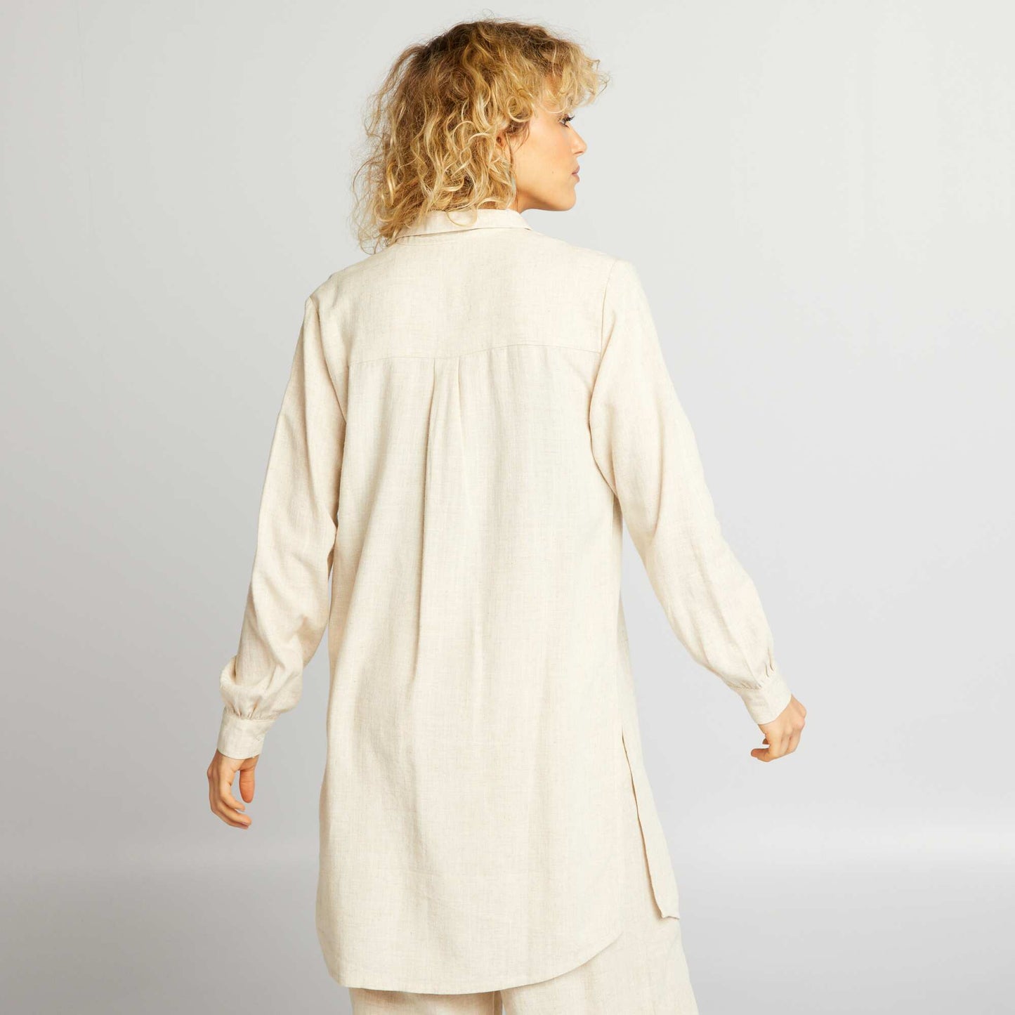 Extra-long linen blouse BEIGE