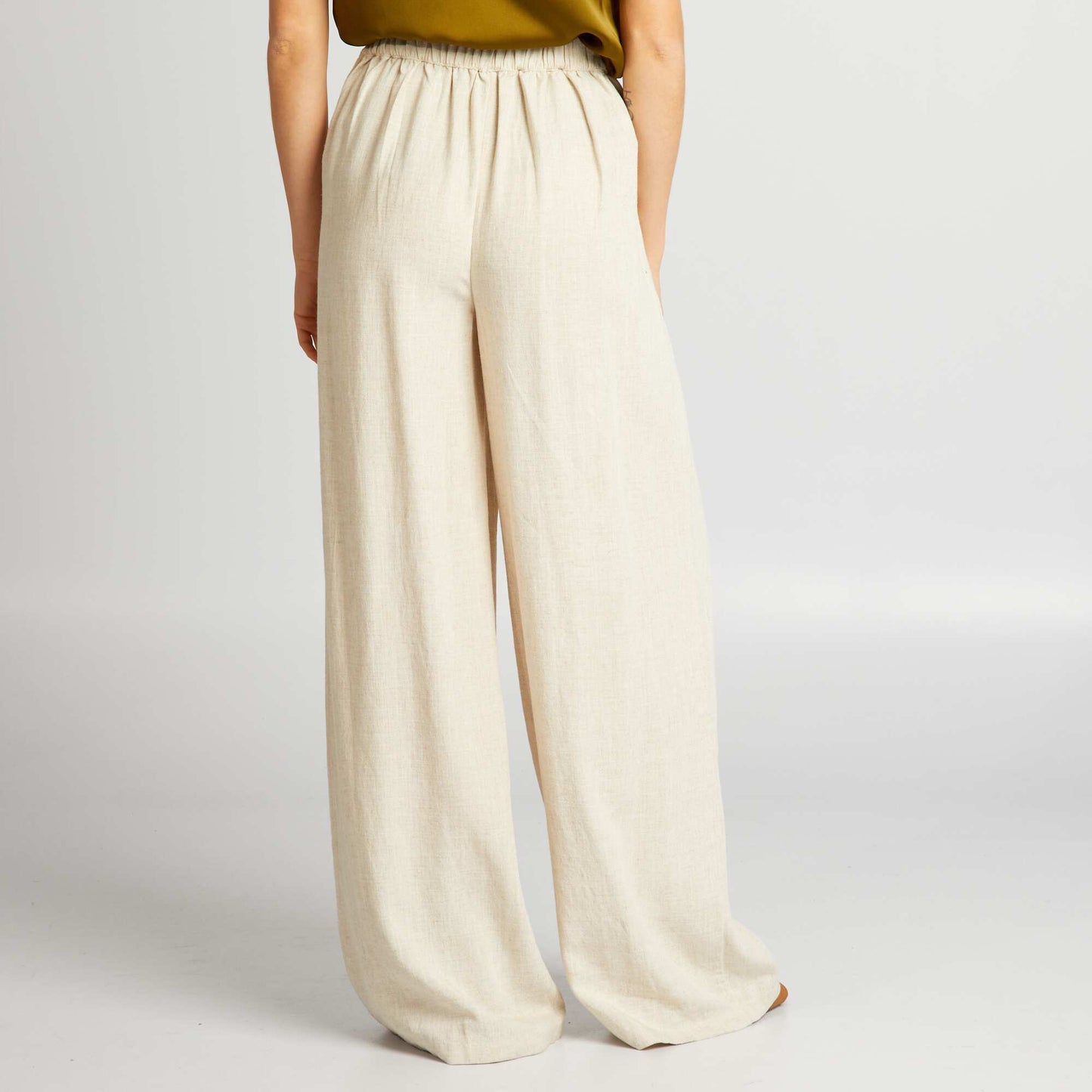 Wide-leg linen trousers BEIGE