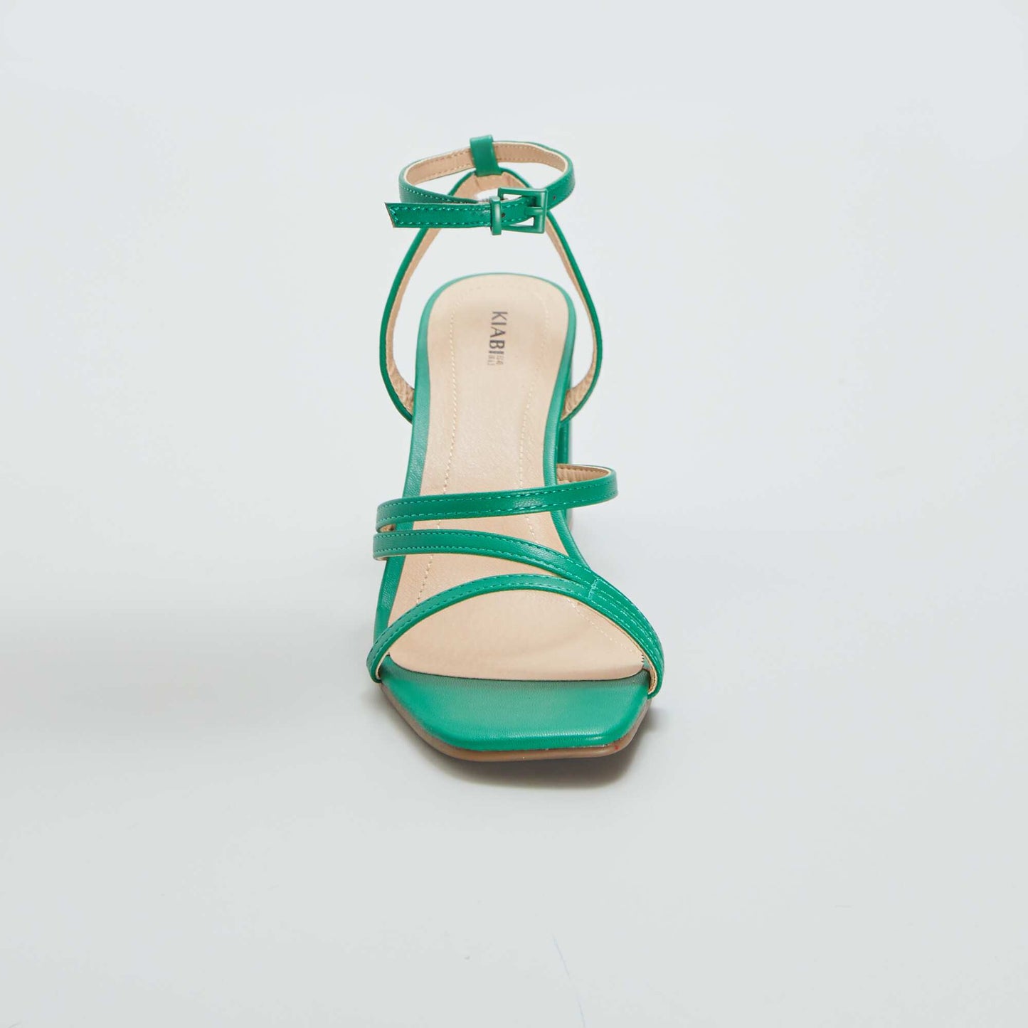Square-heeled strappy sandals GREEN