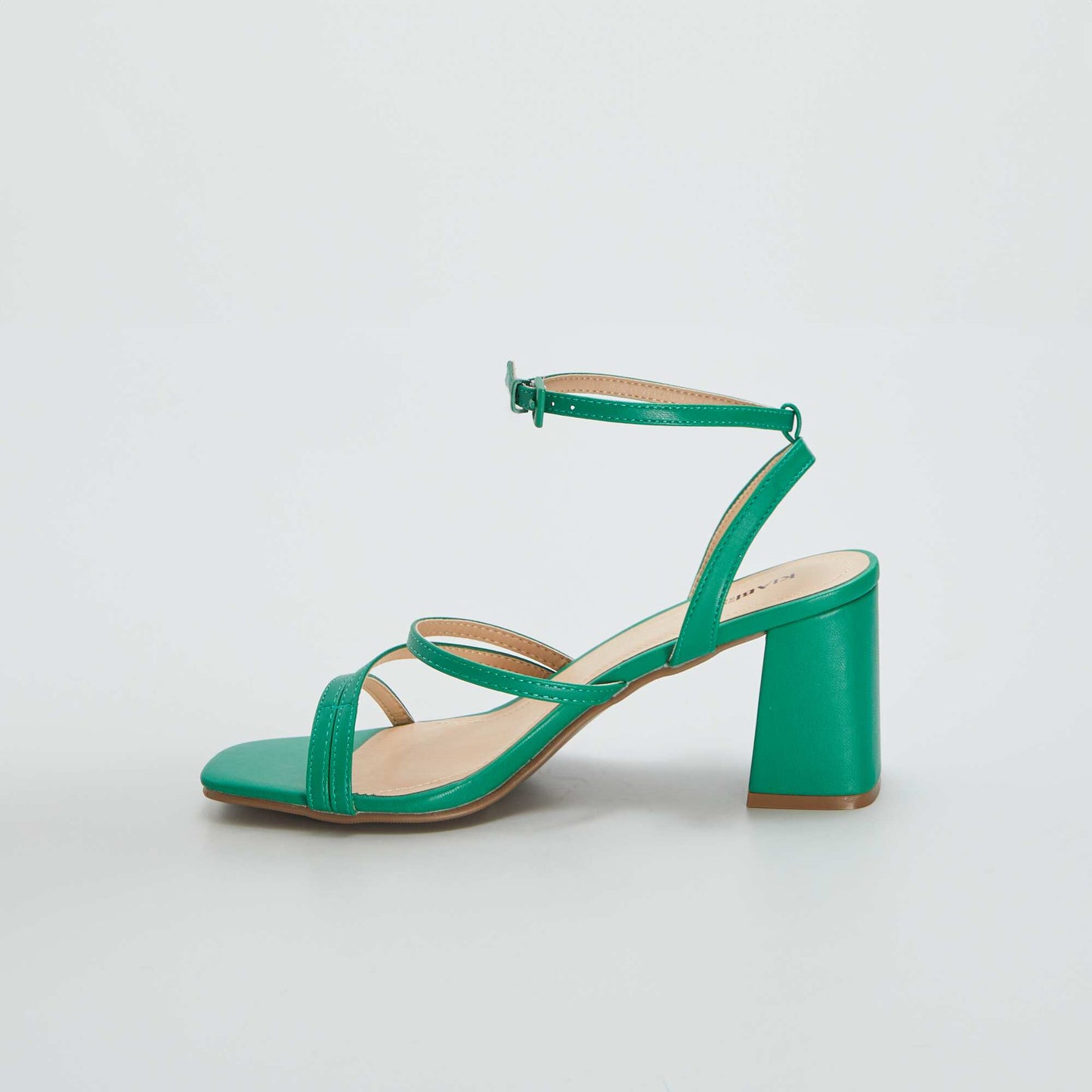 Square-heeled strappy sandals GREEN
