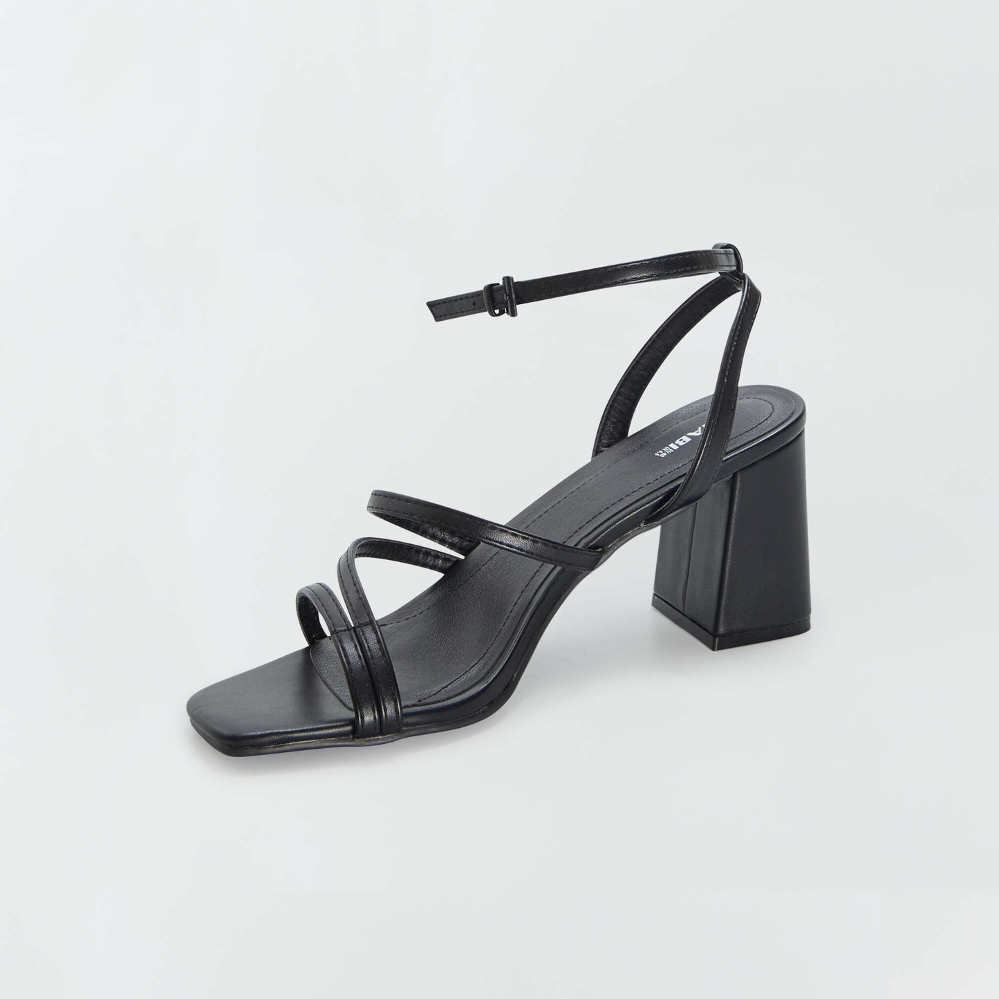 Square-heeled strappy sandals BLACK