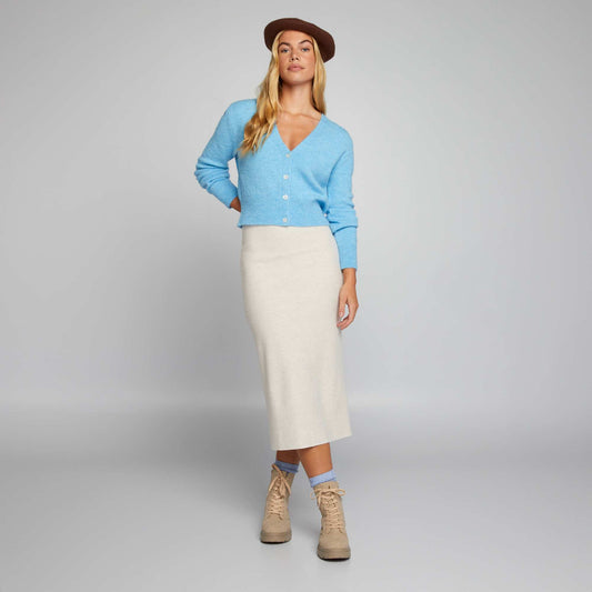 Knitted midi skirt Beige