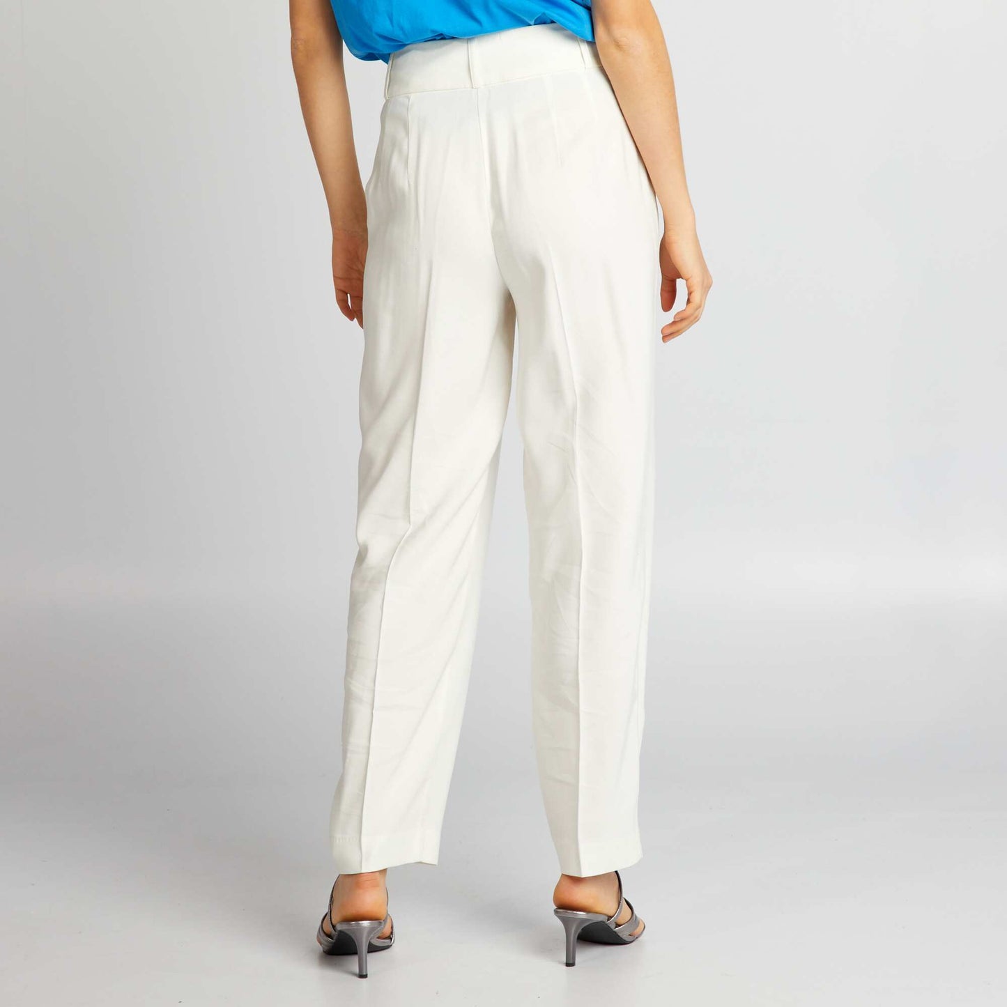 High-waisted straight-leg trousers WHITE