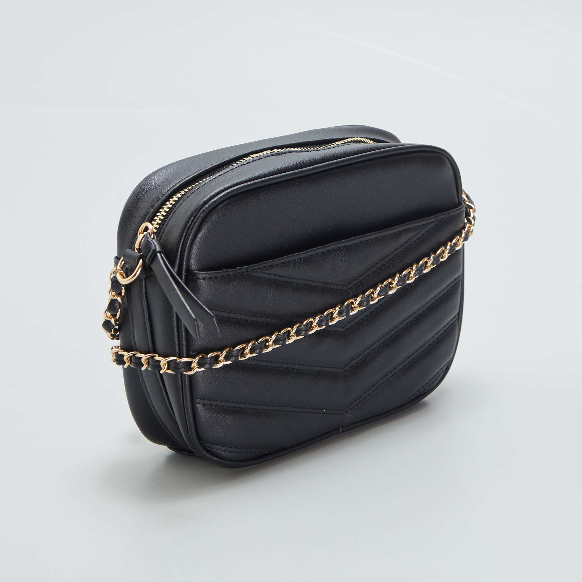 Black faux leather shoulder bag online