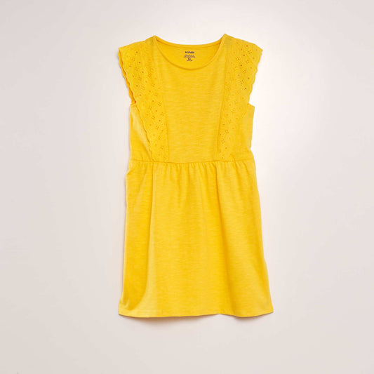 Dress with broderie anglaise YELLOW