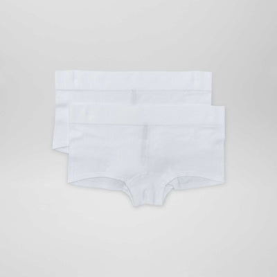 Pack of 2 pairs of ribbed fabric boy shorts WHITE WHITE