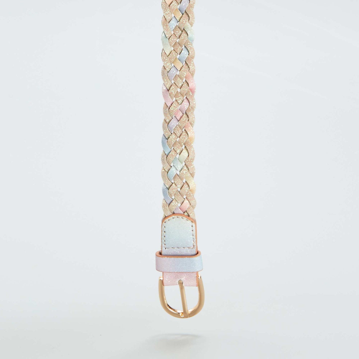 Multi-coloured braided and glittery belt PINK