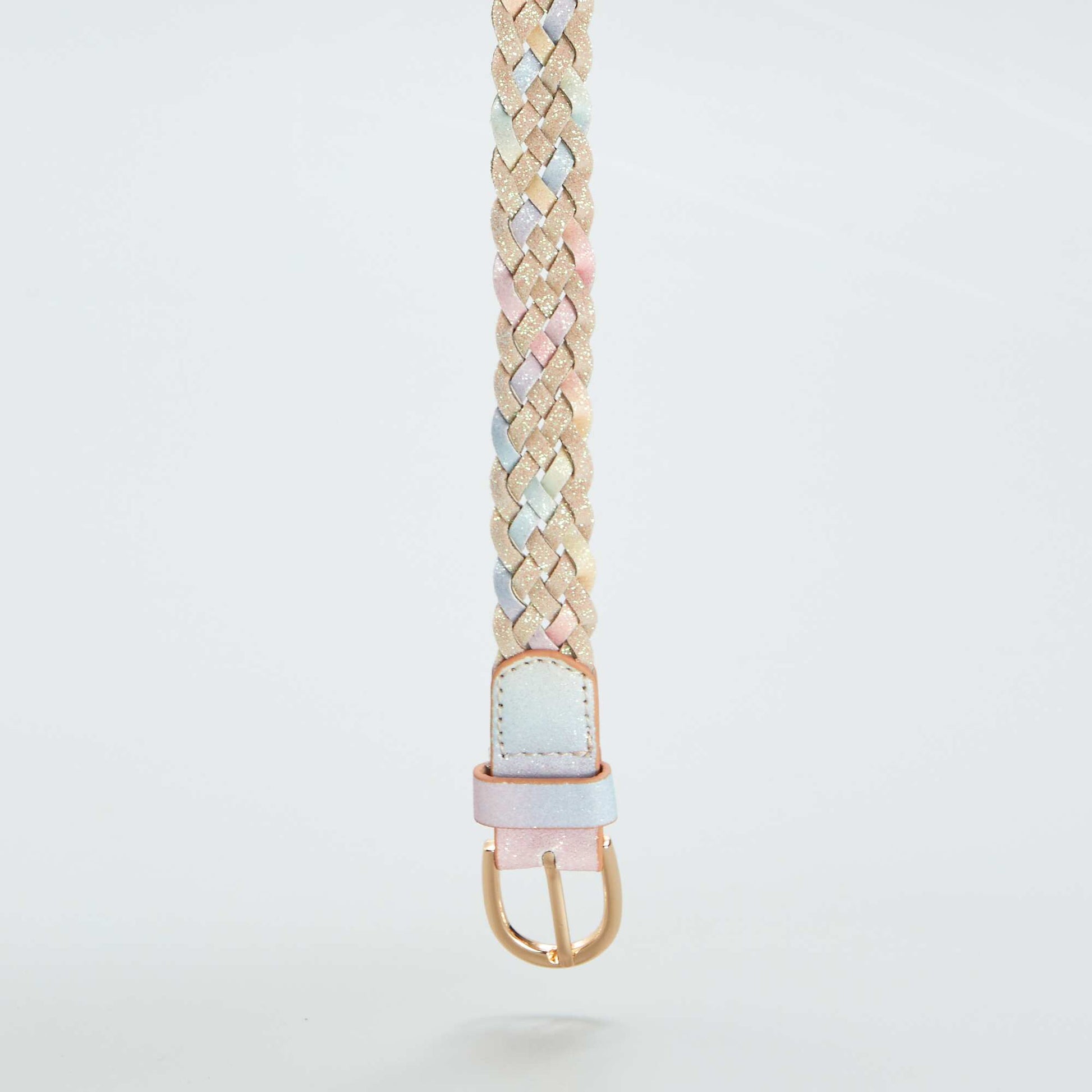 Multi-coloured braided and glittery belt PINK