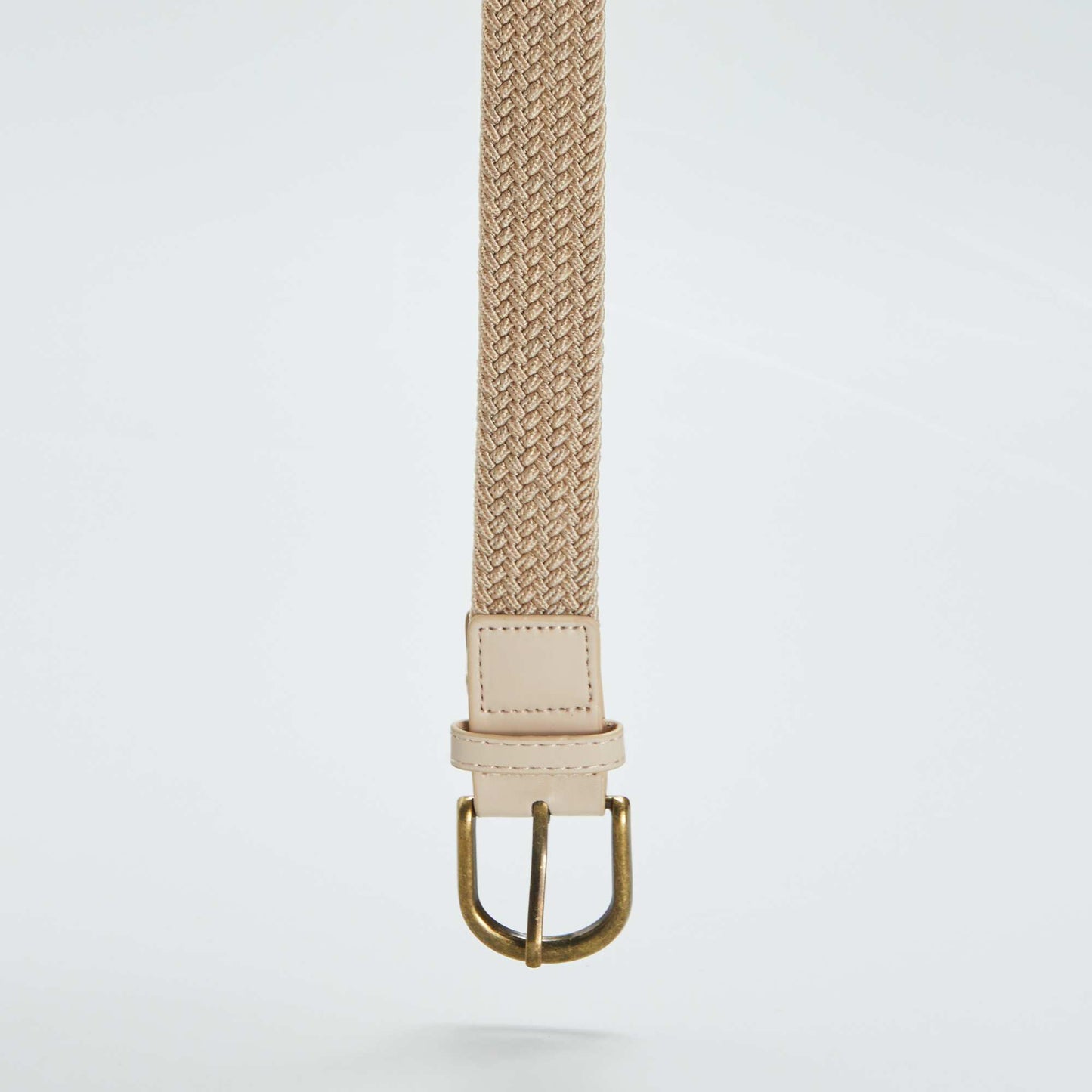 Braided elasticated belt beige