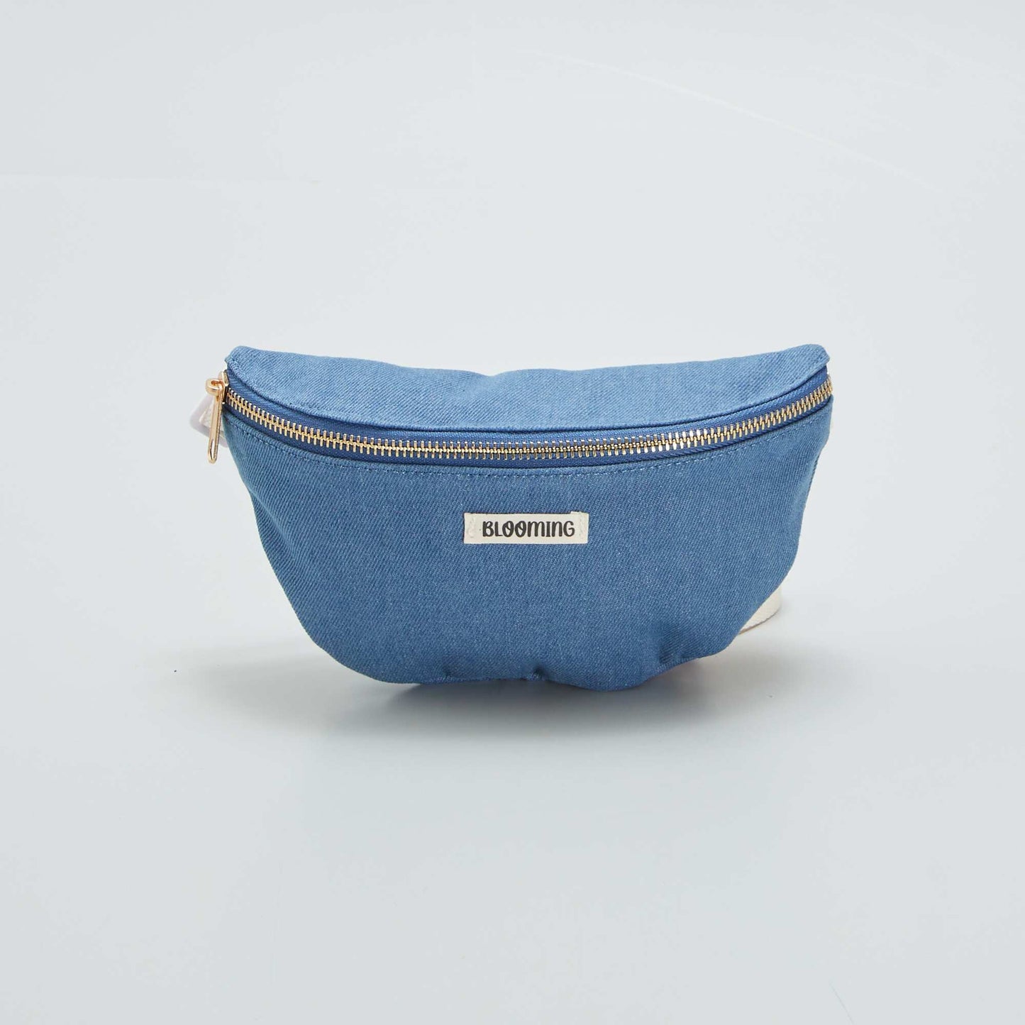 Denim waist bag with printed lining BLUE
