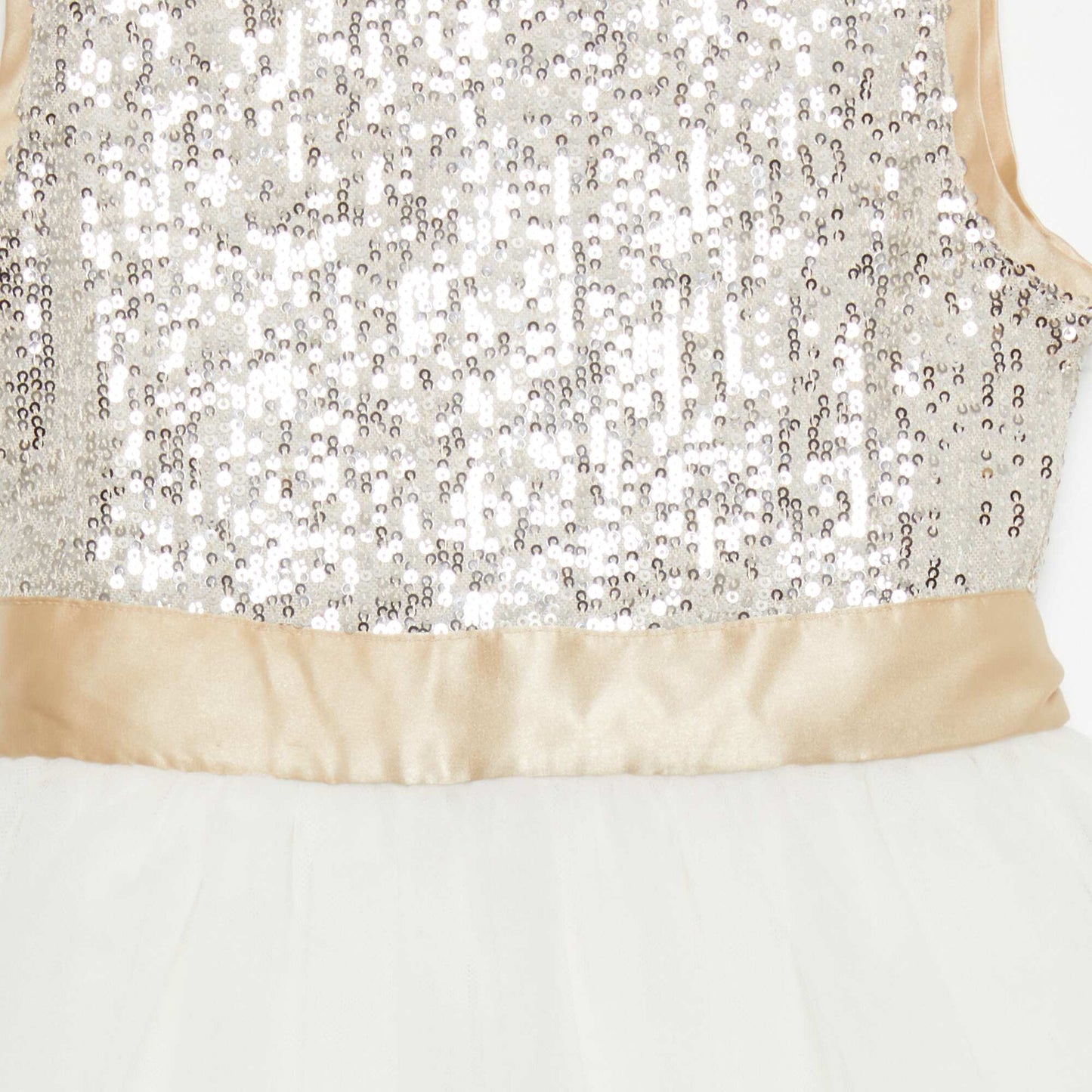 A-line dress with sequins and tulle WHITE