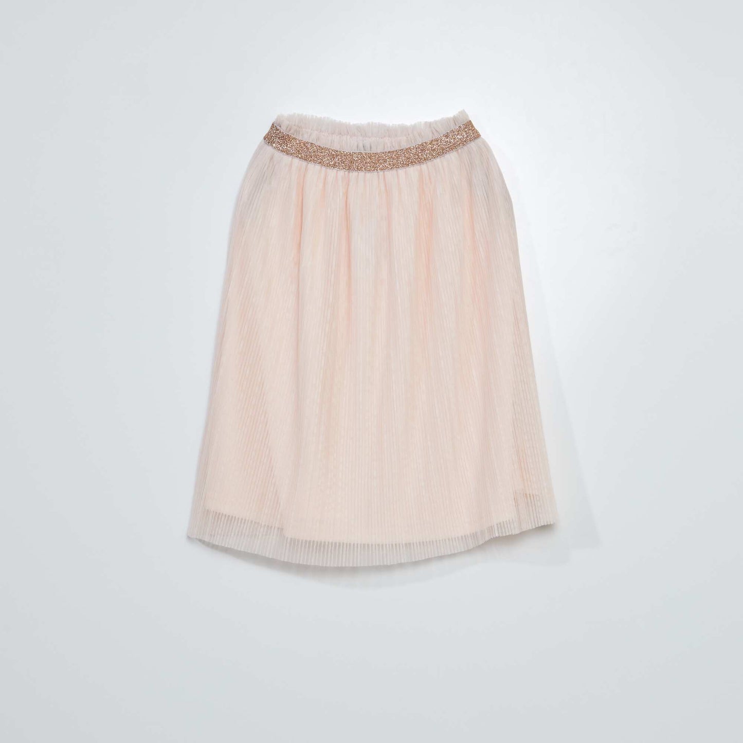 Pleated knit skirt with glittery waistband PINK