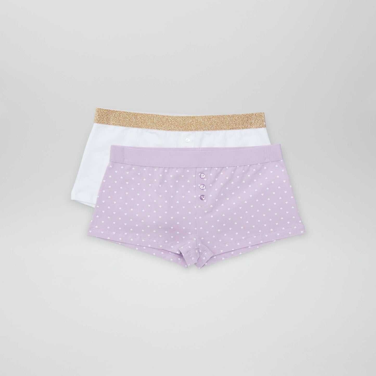 Pack of 2 pairs of boy shorts PURPLE
