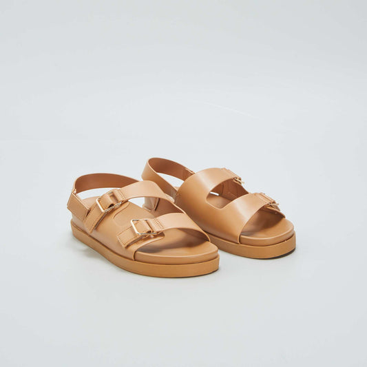 Sandals with double straps BROWN